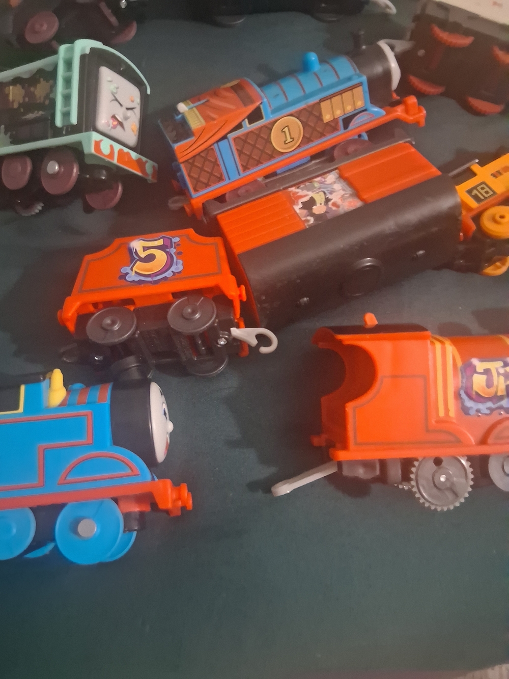Kids Toy Train Set Carriages - Blue and Orange